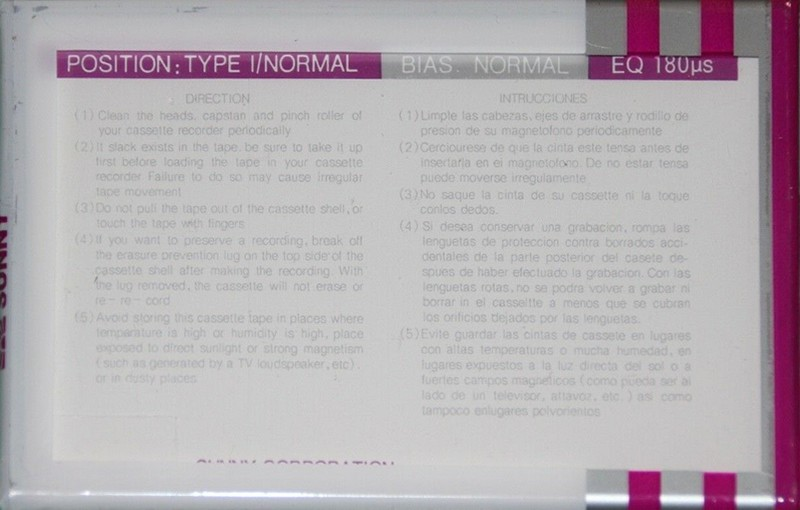 Compact Cassette Sunny SC 90 Type I Normal Indonesia