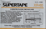 Compact Cassette SUPERTAPE XR 60 Type I Normal 1988 Australia