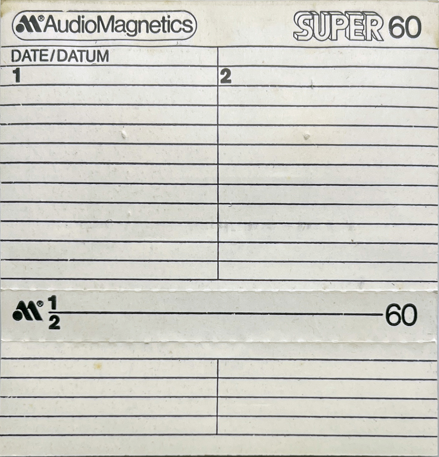 Compact Cassette Audio Magnetics Super 60 Type I Normal 1976 Europe