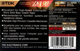 Compact Cassette TDK DS-X 90 Type I Normal 1992 North America