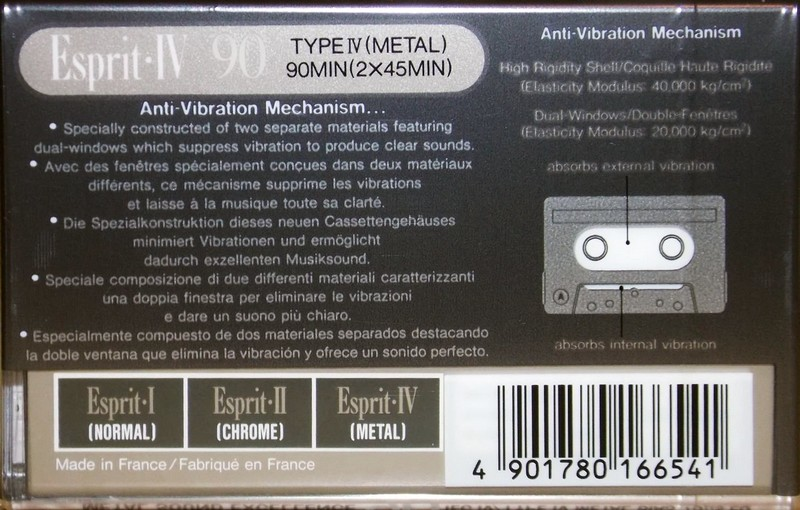 Compact Cassette Sony Esprit 90 "ESP IV-90" Type IV Metal 1992 Europe