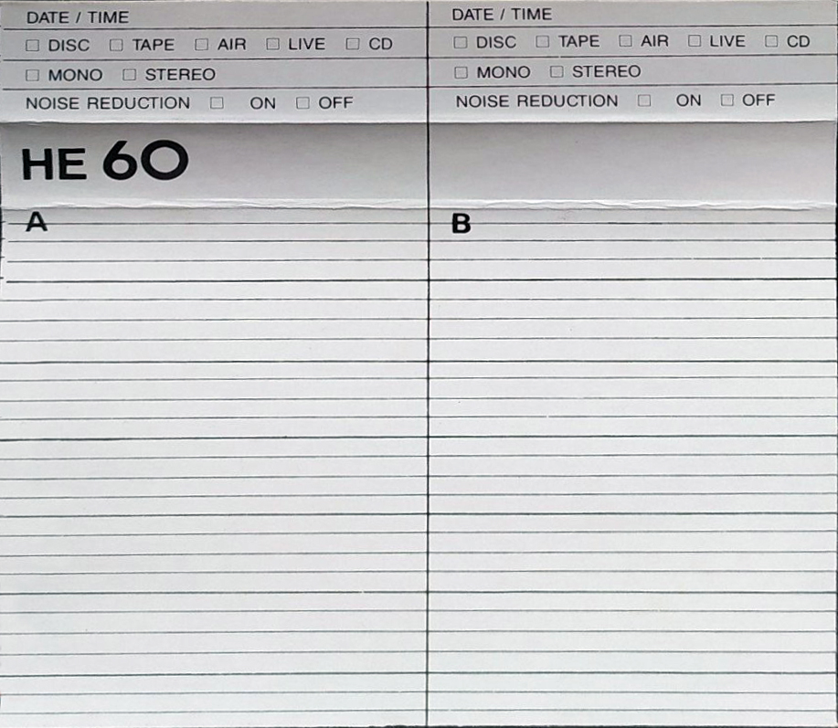 Compact Cassette Unica 60 "HE" Type I Normal Germany