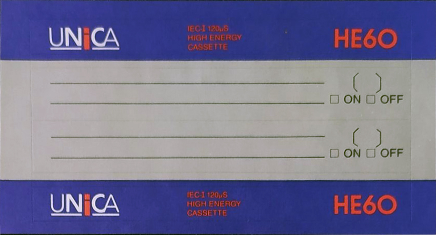 Compact Cassette Unica 60 "HE" Type I Normal Germany