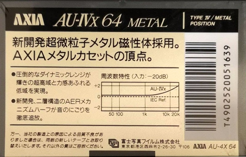 Compact Cassette AXIA AU-IVx 64 Type IV Metal 1991 Japan
