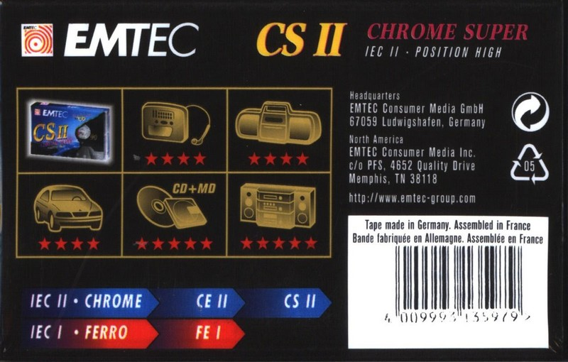 Compact Cassette Emtec CS II Chrome Super 90 Type II Chrome 2004 Europe