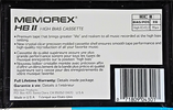 Compact Cassette Memorex HB II 60 Type II Chrome 1987 USA