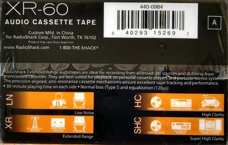3 pack Radio Shack XR 60 "440-0984" Type I Normal 2002 USA