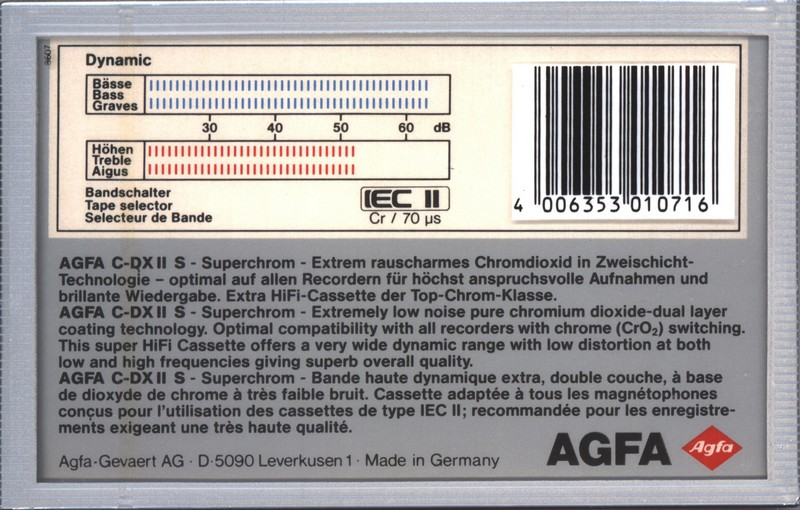 Compact Cassette AGFA C-DX II S 90 Type II Chrome 1987 Europe