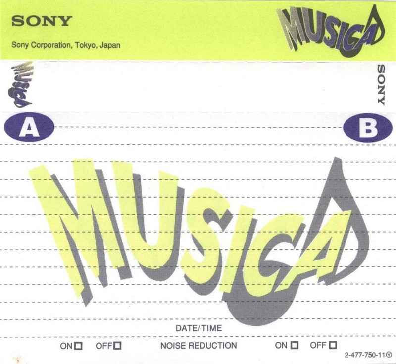 Compact Cassette Sony 90 "Musica" Type I Normal 1996 Japan