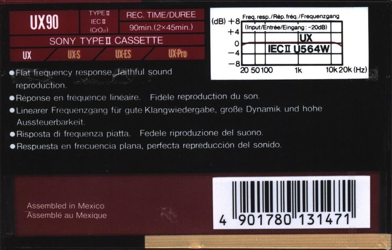 Compact Cassette Sony UX 90 Type II Chrome 1990 Europe