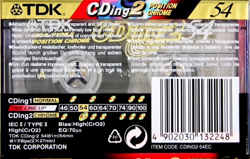 Compact Cassette TDK CDing 2 54 "CDING2-54EC" Type II Chrome 2001 Europe