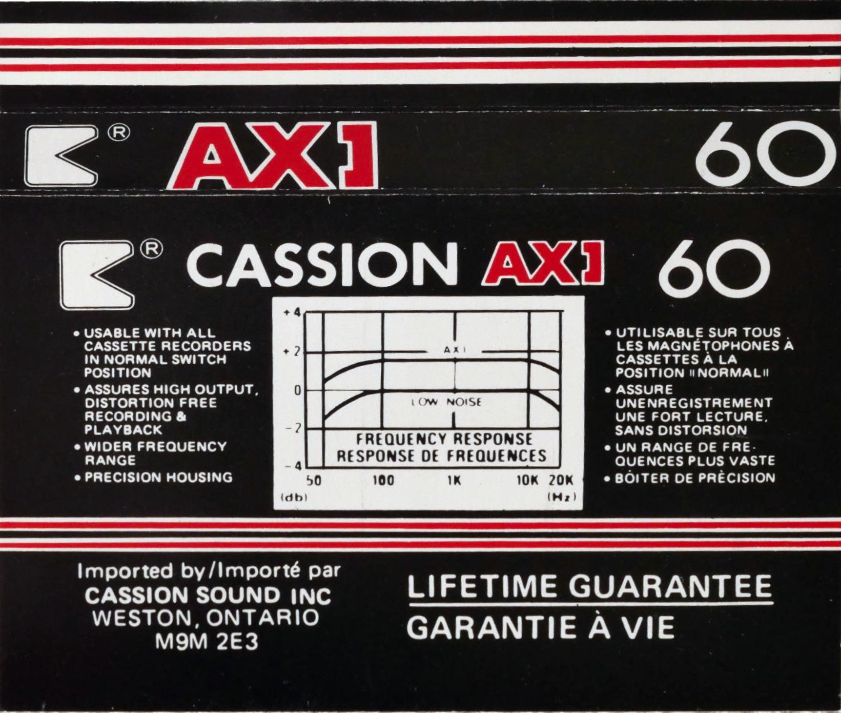 Compact Cassette Cassion AX 60 Type I Normal 1986 Canada