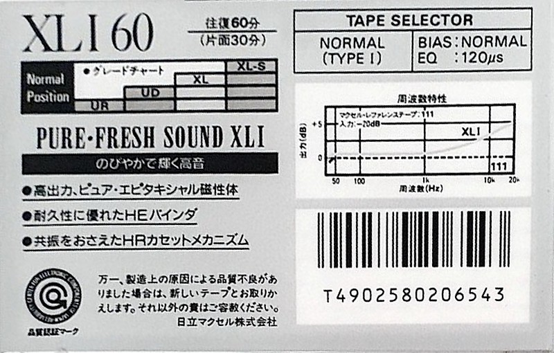 Compact Cassette Maxell XLI 60 Type I Normal 1988 Japan