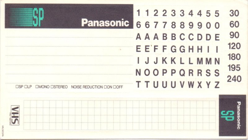 VHS, Video Home System Panasonic SP 60 "NV-E60ESP" Type I Normal Europe