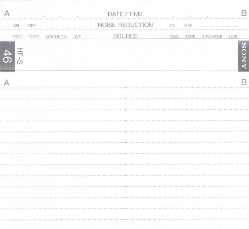 Compact Cassette Sony HF-S 46 "HF-S 46N" Type I Normal 1986 Japan