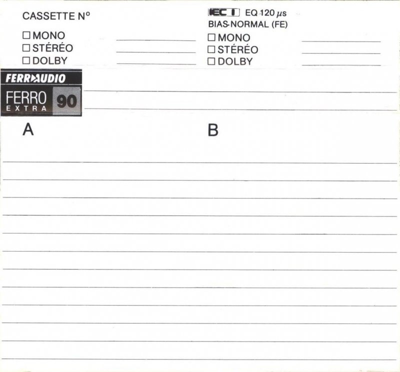 Compact Cassette Ferr Audio 90 Type I Normal 1992 France