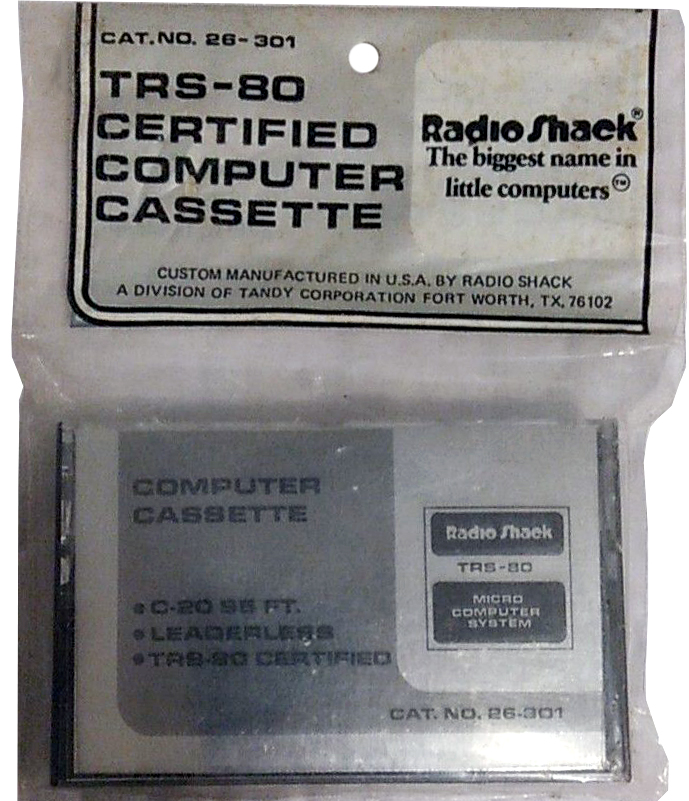 Soft Pack Radio Shack TRS-80 20 "Cat. No. 26-301" Computer Cassette 1982 North America