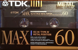Compact Cassette TDK MA-X 60 Type IV Metal 1990 North America