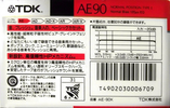 Compact Cassette TDK AE 90 "AE-90K" Type I Normal 1989 Japan