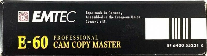 VHS, Video Home System Emtec Cam Copy Master 60 Type II Chrome 2000 Europe