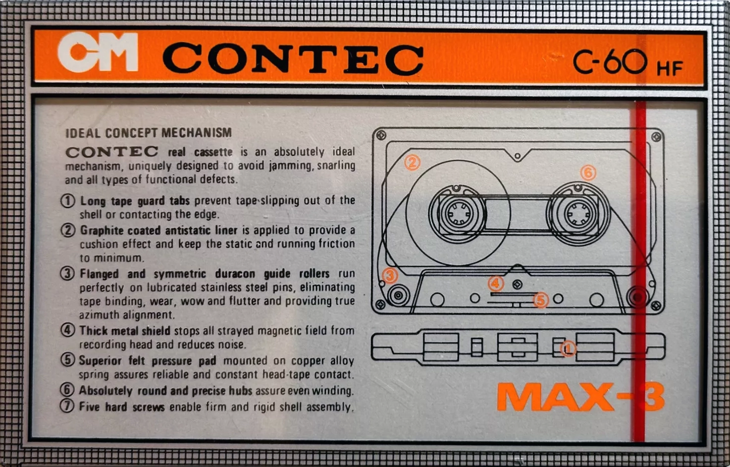 Compact Cassette Contec MAX-3 60 Type I Normal 1980 USA