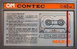 Compact Cassette Contec MAX-3 60 Type I Normal 1980 USA