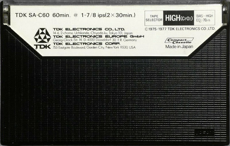 Compact Cassette TDK SA 60 Type II Chrome 1975 Europe, USA