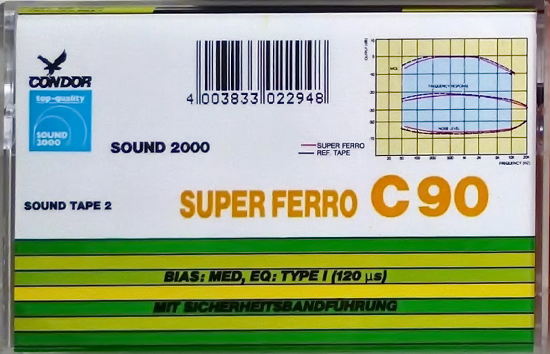 Compact Cassette Sound 2000 Sound Tape 2 90 "Condor" Type I Normal 1987 Germany