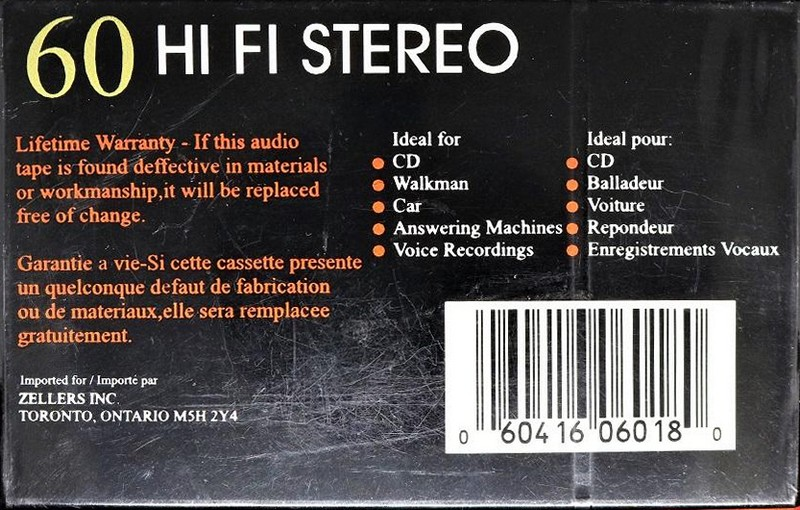 Compact Cassette VCI 60 Type I Normal 1996 Canada