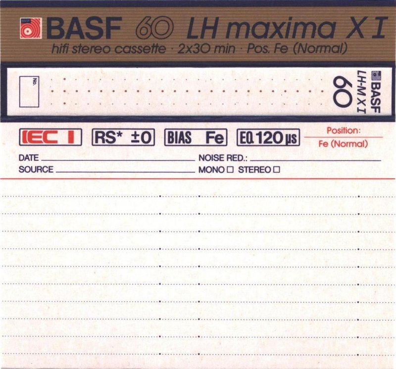 Compact Cassette BASF LH Maxima X I 60 Type I Normal 1985 Europe