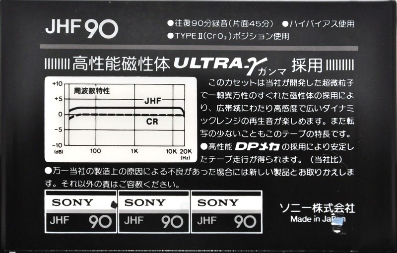Compact Cassette Sony JHF 90 Type II Chrome 1978 Japan