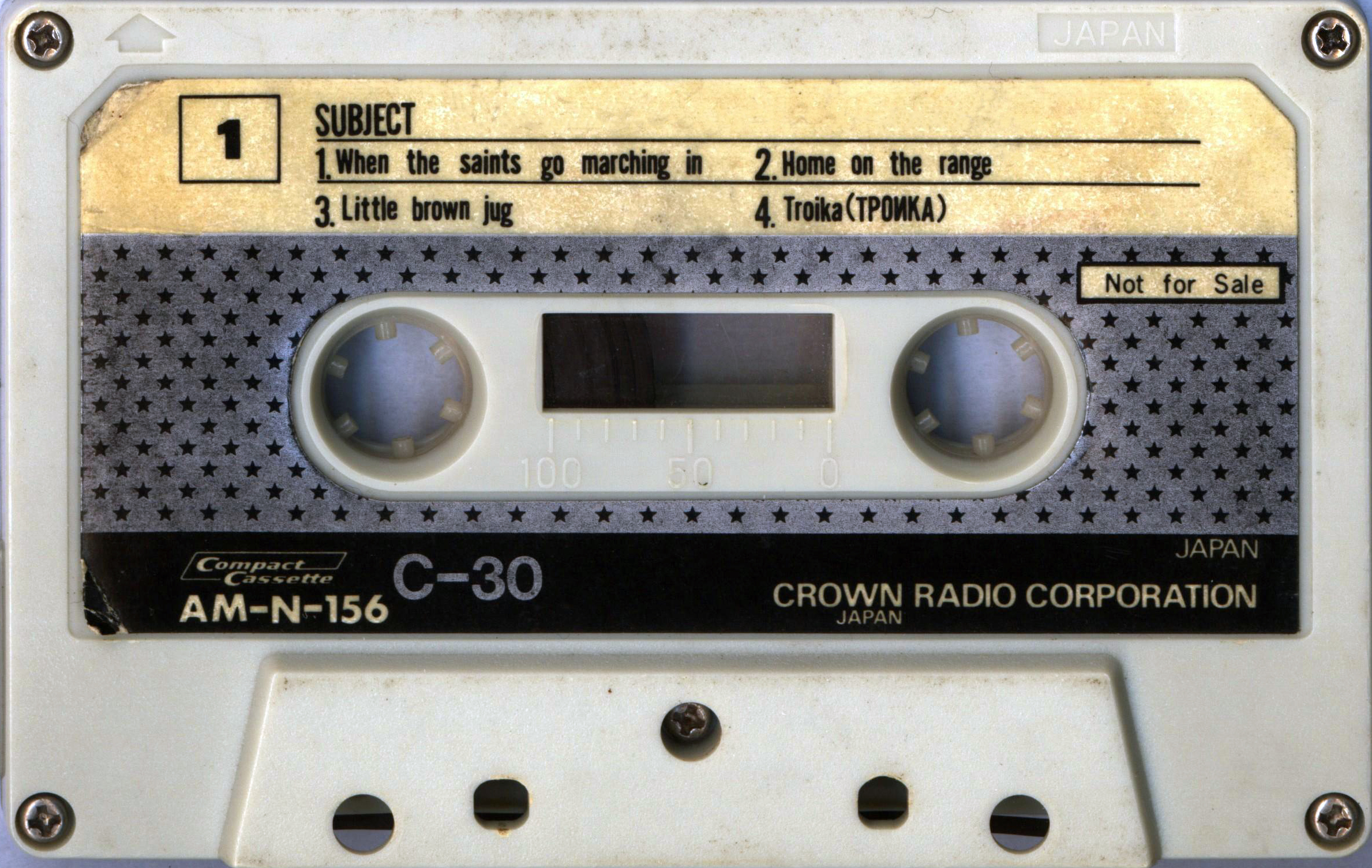 Compact Cassette Crown / Crown Radio Corporation 30 "AM-N-156" Demonstration Tape 1978 Japan