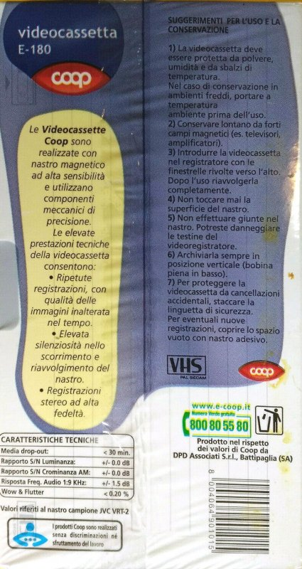 VHS, Video Home System Coop 180 Type I Normal Italy