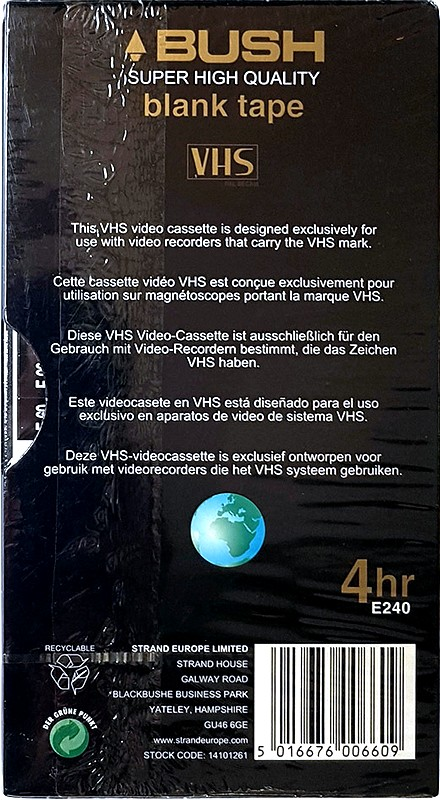 VHS, Video Home System Bush Gold 240 Type I Normal UK