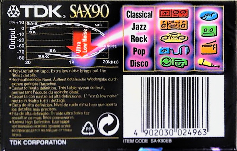 Compact Cassette TDK SA-X 90 "SA-X90EB" Type II Chrome 1997 Worldwide