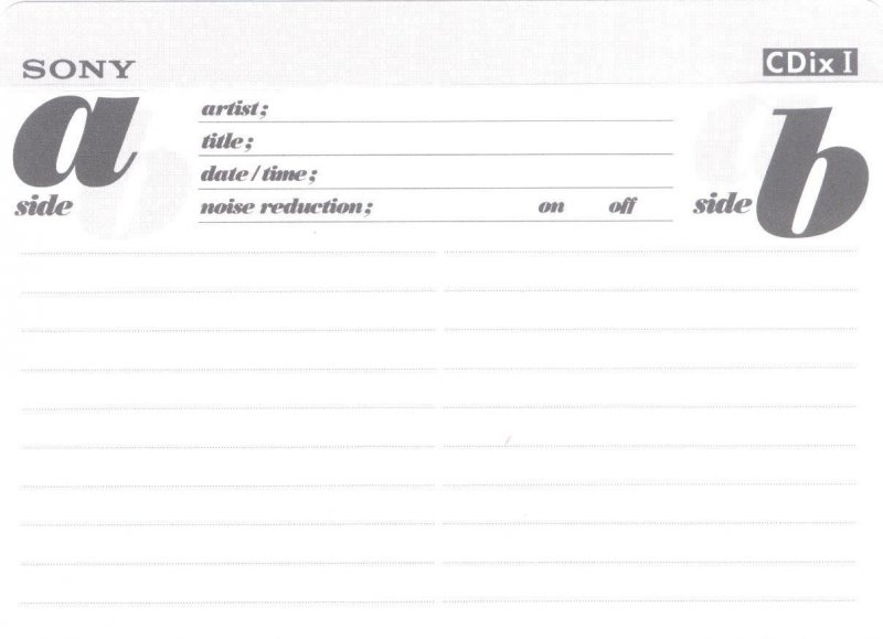 Compact Cassette Sony CDix I 54 "C-54CDX1b" Type I Normal 1994 Japan