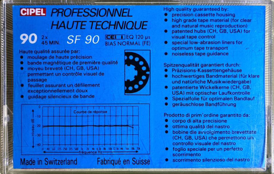Compact Cassette Cipel SF 90 Type I Normal 1990 France