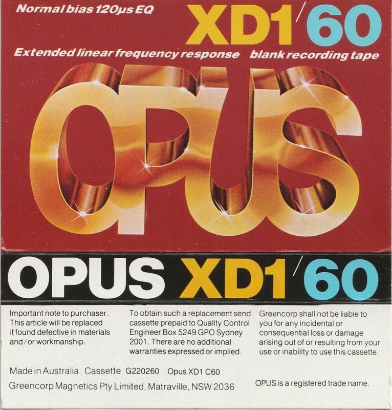 Compact Cassette Opus XD1 60 Type I Normal 1975 Australia