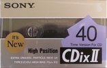 Compact Cassette Sony CDix II 40 Type II Chrome 1989 Japan