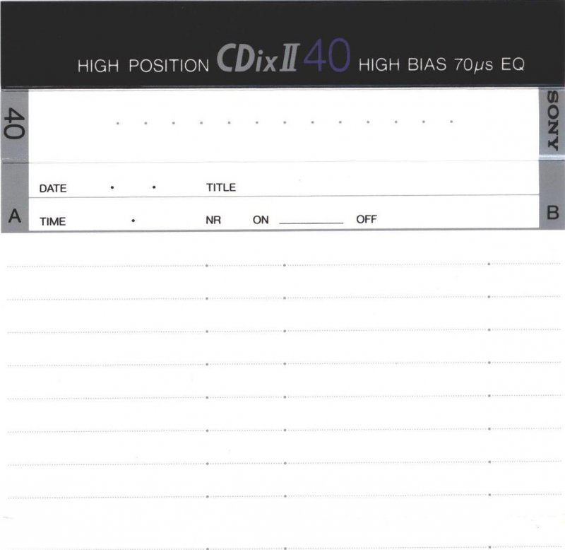 Compact Cassette Sony CDix II 40 Type II Chrome 1989 Japan