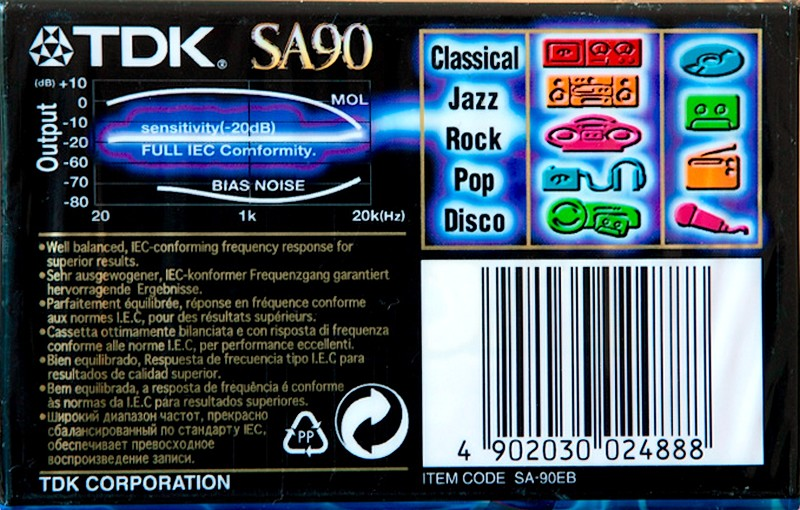 Compact Cassette TDK SA 90 "SA-90EB" Type II Chrome 1997 Worldwide