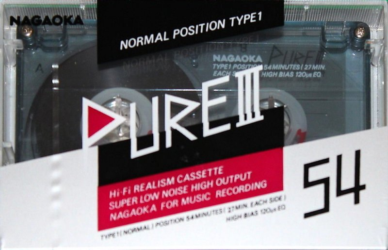 Compact Cassette Nagaoka Pure III 54 Type I Normal 1983 Japan