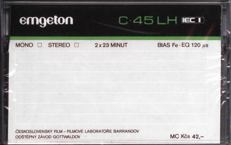 Compact Cassette Emgeton LH 45 Type I Normal 1985 Czechoslovakia