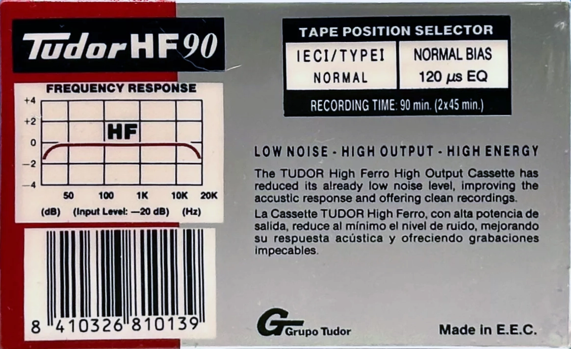 Compact Cassette Tudor HF 90 Type I Normal 1985 Spain