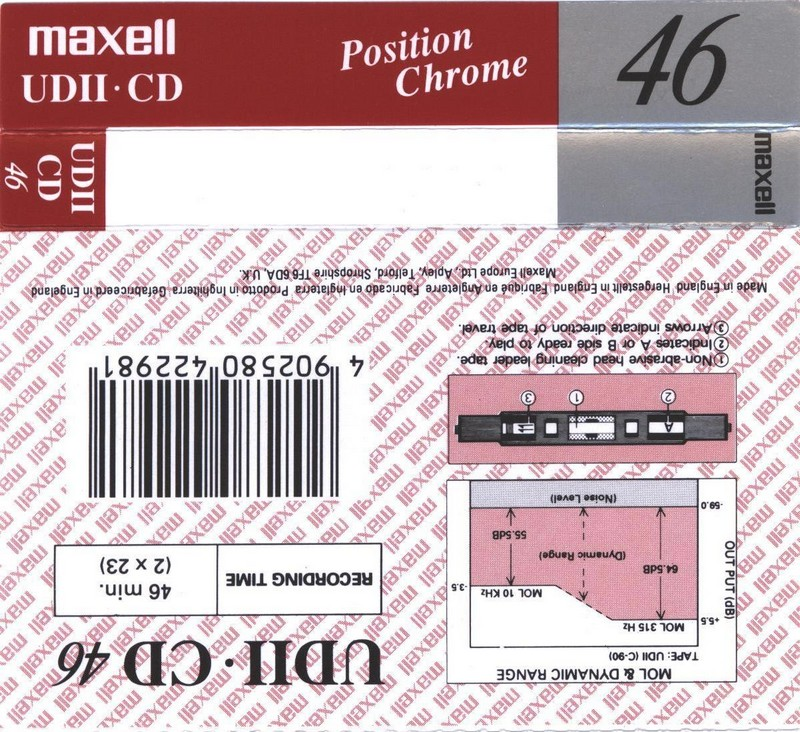 Compact Cassette Maxell UDII-CD 46 Type II Chrome 1996 Europe