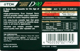Compact Cassette TDK D 90 "D-90ES" Type I Normal 1991 Australia