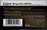 Compact Cassette Thats CD 74 "CD-IV" Type IV Metal 1987 USA