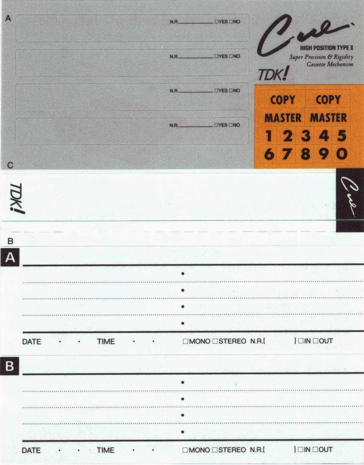 Compact Cassette TDK CUE 90 "CUE-90B" Type II Chrome 1988 Japan