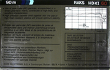 Compact Cassette RAKS HD-XI 60 Type I Normal 1988 Europe