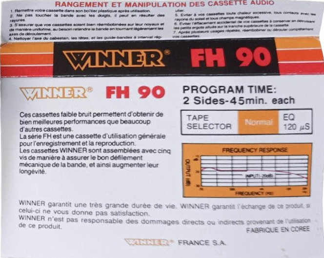 Compact Cassette Winner 90 "FH" Type I Normal Worldwide